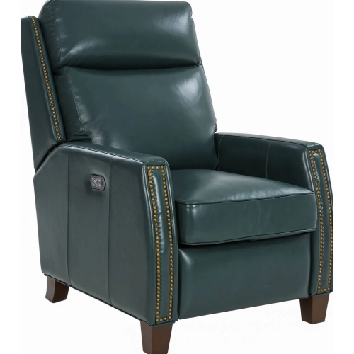 Anaheim Big & Tall Power Recliner w/ Power Head Rest & Lumbar in Emerald Green Leather